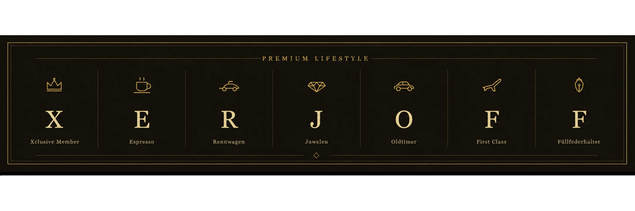 x-e-r-j-o-f-f-hero Titelbild X.E.R.J.O.F.F. -Goldener Schriftzug und Symbole auf schwarzem Untergrund